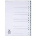 Alphabetical dividers Q-Connect A-Z 22,5x29,7 cm grey 20 pages