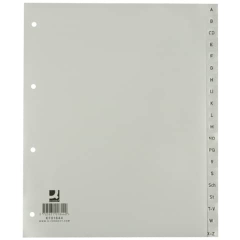 Alphabetical dividers Q-Connect A-Z 24,5x29,7 cm grey 20 pages