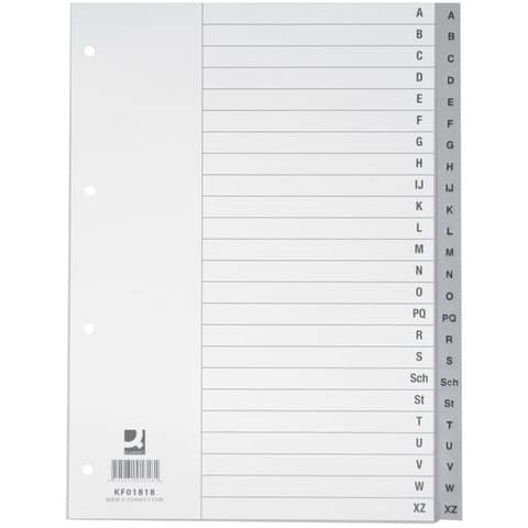 Alphabetical dividers Q-Connect A-Z 22,5x29,7 cm grey 24 pages