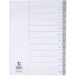 Q-Connect numeric divider grey 22,5x29,7 cm ppl 1-12