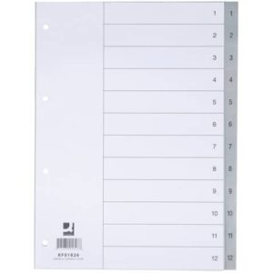 Divisore numerico Q-Connect grigio 22,5x29,7 cm ppl 1-12