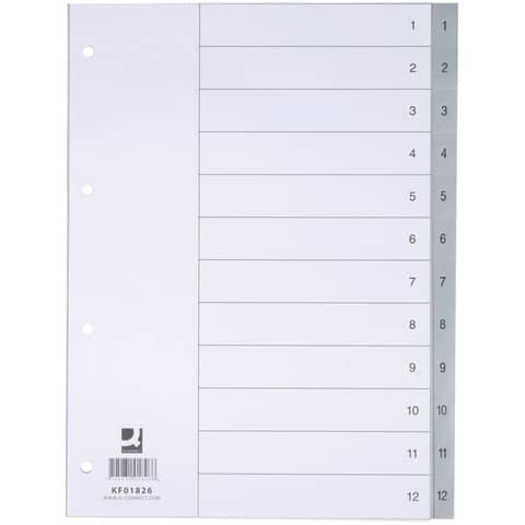 Q-Connect numeric divider grey 22,5x29,7 cm ppl 1-12