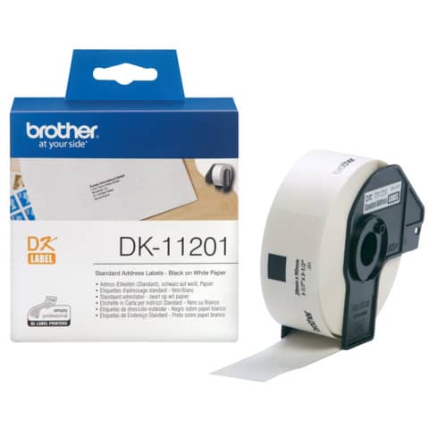 Rotolo da 400 etichette adesive in carta nero/bianco Brother 29 x 90 mm