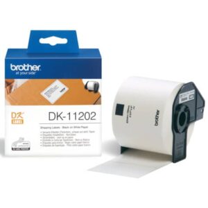 Rotolo da 300 etichette adesive in carta 62 x 100 mm Brother nero/bianco