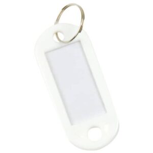 Targhetta portachiavi Q-Connect standard in plastica 5x2,2 cm bianco
