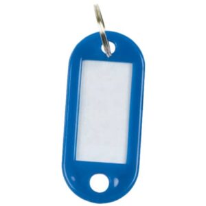 Targhetta portachiavi Q-Connect standard in plastica 5x2,2 cm blu