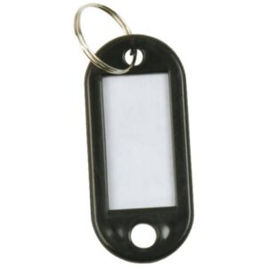 Targhetta portachiavi Q-Connect standard in plastica 5x2,2 cm nero