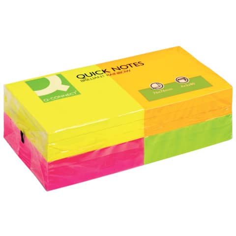Foglietti riposizionabili Q-Connect 70 g/m² assortiti neon 76x76 mm