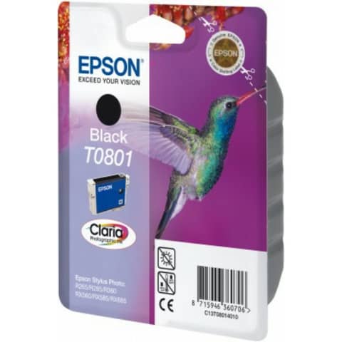 Cartuccia inkjet Colibrì T0801/blister RS Epson nero
