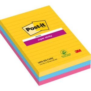 Foglietti Post-it® Super Sticky XXL Carnival a righe assortiti conf. 3