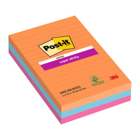 Foglietti Post-it® Super Sticky XXL Bangkok a righe assortiti conf. 3