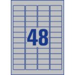 Avery silver polyester permanent labels 45.7x21.2 mm - 48 e/sheet -