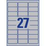 Avery silver polyester permanent labels 63.5x29.6 mm - 27 et/sheet -