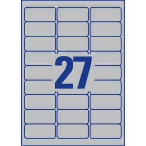 Etichette permanenti poliestere argento Avery 63,5x29,6 mm - 27 et/foglio -