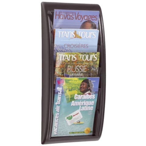 Espositore da muro Paperflow Quick Fit A4 componibile 4 tasche nero