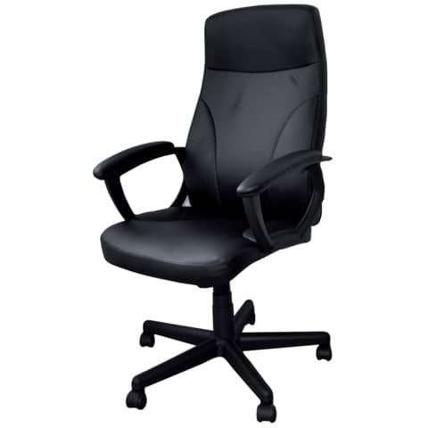 Poltrona direzionale nera ecopelle con braccioli Office Products Crete
