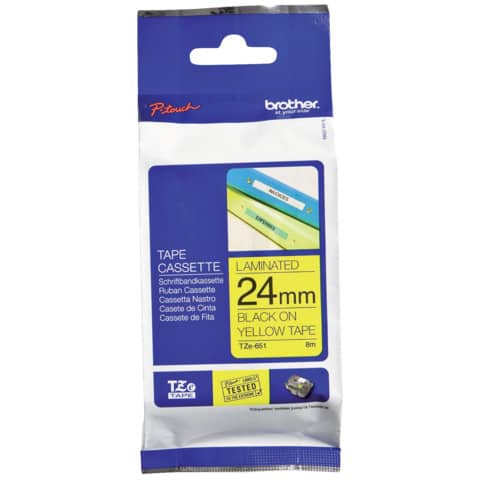 Nastro laminato per etichettarice - nero/giallo Brother 24 mm x 8 mt