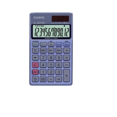 CASIO 12-digit pocket calculator - solar and battery powered
