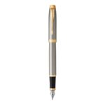 Penna stilografica Parker IM punta M inchiostro blu Brushed Metal GT -