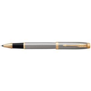 Penna roller Parker IM punta F inchiostro nero Brushed Metal GT
