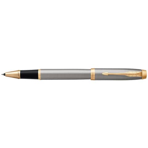 Penna roller Parker IM punta F inchiostro nero Brushed Metal GT