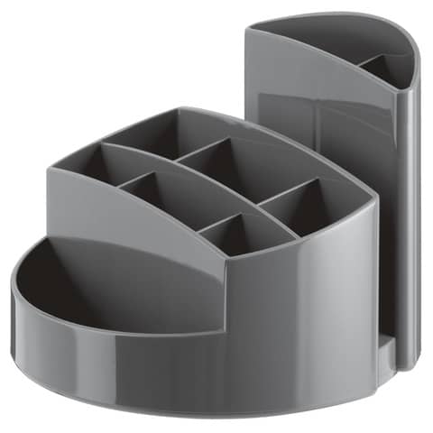 Portapenne RONDO HAN in polistirolo con 9 scomparti grigio scuro 14x14x10,9 cm