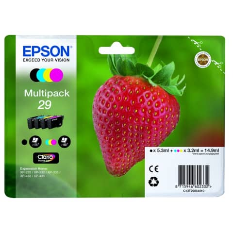 Cartucce inkjet Fragola T29 Epson nero+ciano+magenta+giallo