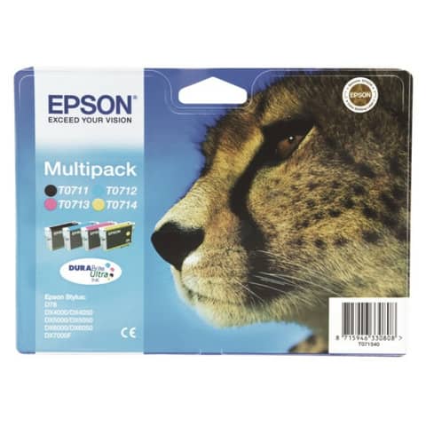 Epson Cheetah T0715 inkjet cartridges black+cyan+magenta+yellow