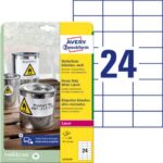 Etichette permanenti poliestere bianche Avery 70x37 mm - 24 et/foglio -