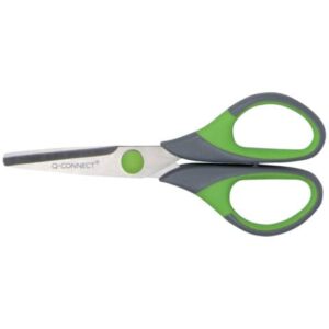 Q-Connect Softgrip scissors symmetrical blades grey/green 14 cm