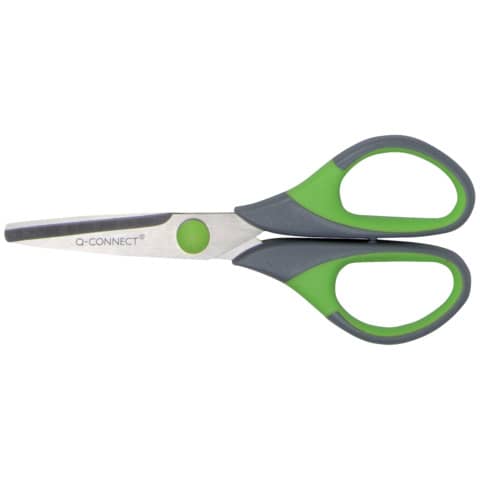 Forbici Q-Connect Softgrip lame simmetriche grigio/verde 14 cm