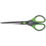 Forbici Q-Connect Softgrip lame simmetriche grigio/verde 17,5 cm