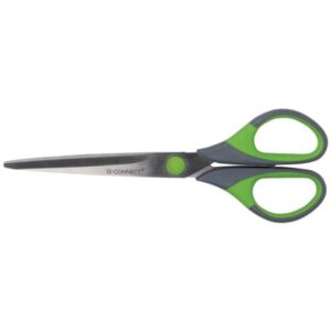Q-Connect Softgrip scissors with symmetrical blades grey/green 17.5 cm