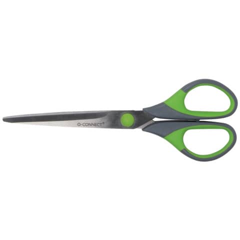 Forbici Q-Connect Softgrip lame simmetriche grigio/verde 17,5 cm