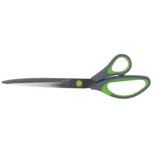 Q-Connect Softgrip scissors asymmetric blades grey/green 24.9 cm