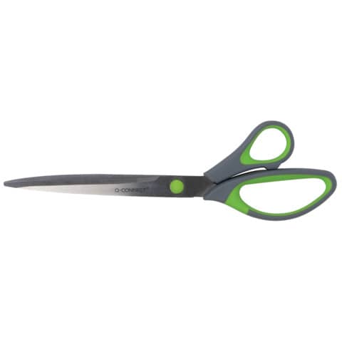 Forbici Q-Connect Softgrip lame asimmetriche grigio/verde 24,9 cm