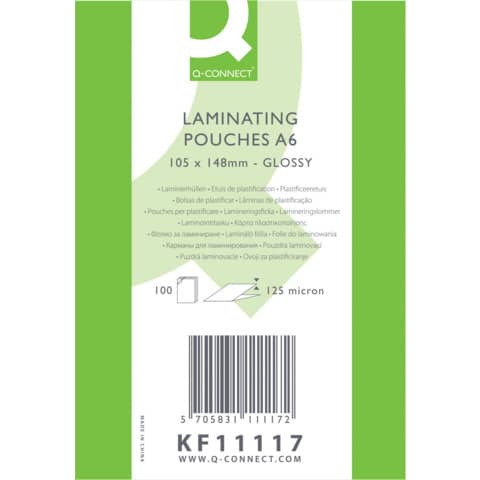 Pouches per plastificatrici Q-Connect 111x154 mm lucide A6 conf. 100 pz 125