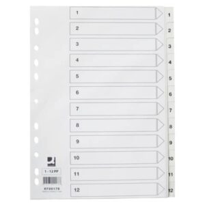Divisore numerico Q-Connect bianco 22,5x29,7 cm ppl 1-12