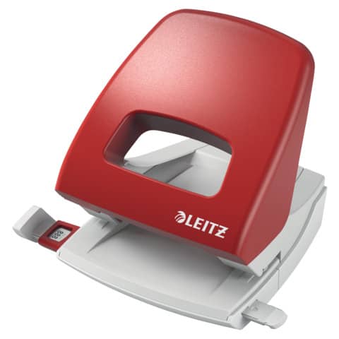 Perforatore a 2 fori con guida Leitz Metal rim 5005 rosso -