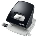 Perforatore a 2 fori con guida Leitz Metal rim 5005 nero -