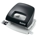 Perforatore a 2 fori con guida Leitz Metal Rim 5038 nero -