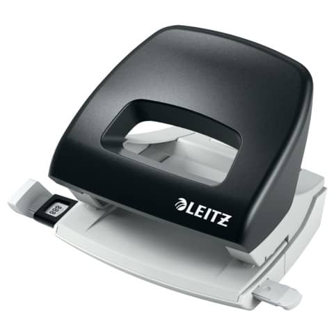 Perforatore a 2 fori con guida Leitz Metal Rim 5038 nero -