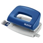 2-hole punch with guide Leitz Metal rim blue -