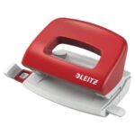 Perforatore a 2 fori con guida Leitz Metal rim rosso -