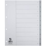 Divisore numerico Q-Connect grigio XL 24,5x29,7 cm ppl 1-10