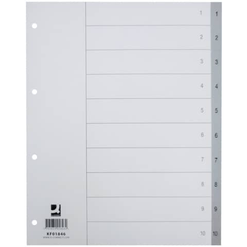 Divisore numerico Q-Connect grigio XL 24,5x29,7 cm ppl 1-10