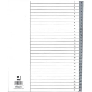 Divisore numerico Q-Connect grigio XL 24,5x29,7 cm ppl 1-31