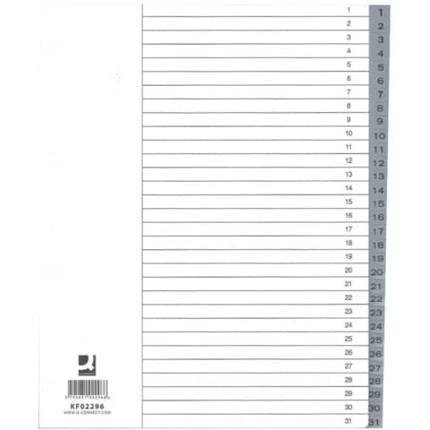 Numeric divider Q-Connect grey XL 24.5x29.7 cm ppl 1-31