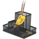 Portaoggetti Q-Connect 10,3x10x15,3 cm nero piccolo - 4 scomparti