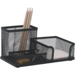 Portaoggetti Q-Connect 10,3x9,8x20,5 cm nero medio - 3 scomparti